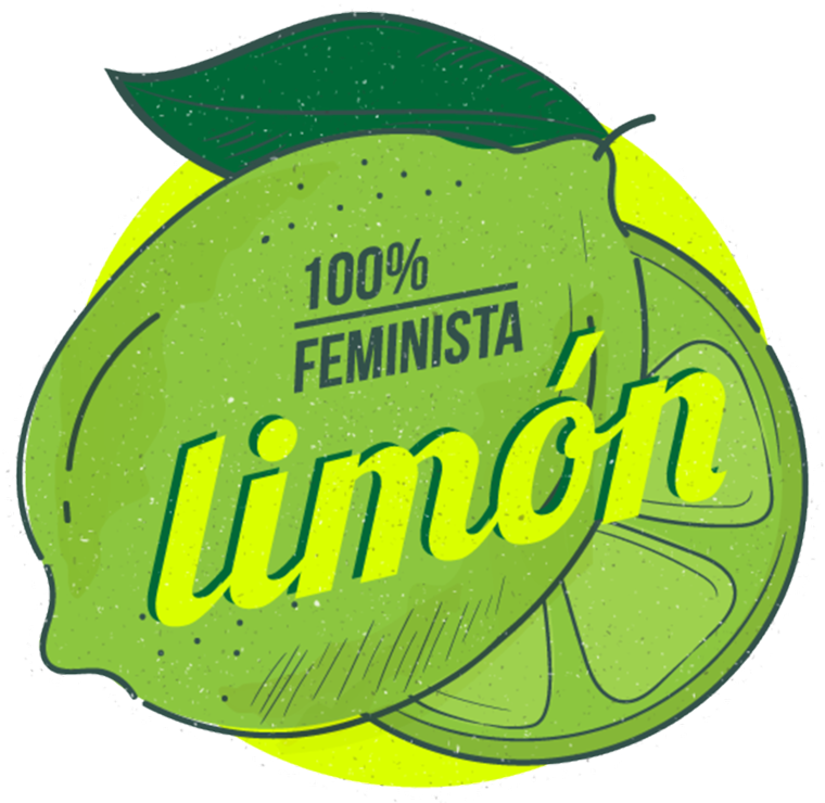 Logotipo del Blog Limón. Es la ilustración de 2 limones, uno está sobre otro, el de atrás está cortado y el de enfrente está entero. Sobre ellos está el texto '100 por ciento feminista'. Pulsa para redirigirte al sitio del Blog Limón.