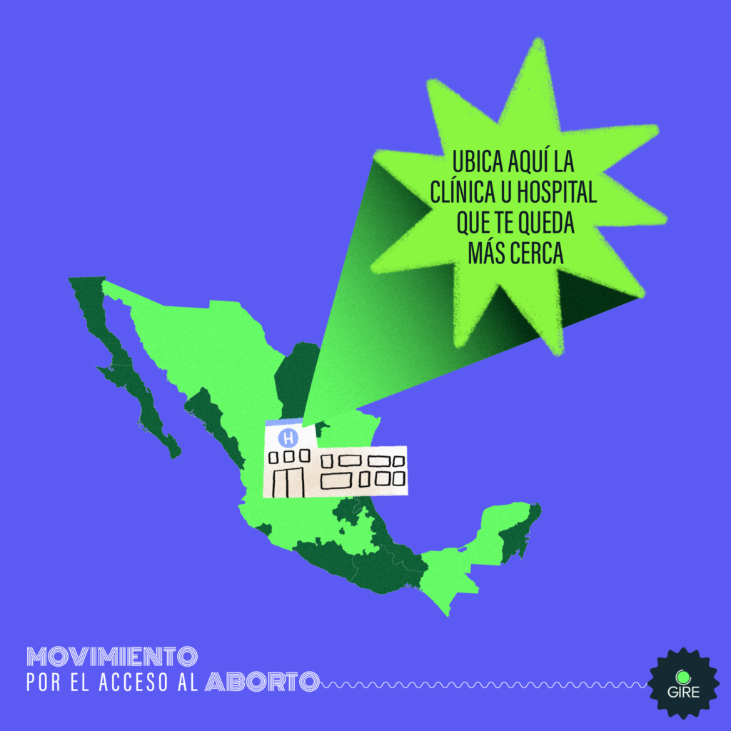 Ilustración de un mapa de la República mexicana. Sobre él está un hospital del que se desprende la frase “Ubica aquí la clínica u hospital que te queda más cerca”.
