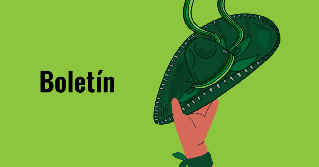 Banner del boletín de prensa “Tribunal Colegiado ordena eliminar el delito de aborto en Jalisco”. Está ilustrado con la imagen de una mano que sostiene un sombrero de charro color verde.