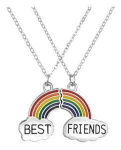 Fotografía de dos dijes que al juntarse forman la frase “Best Friends”