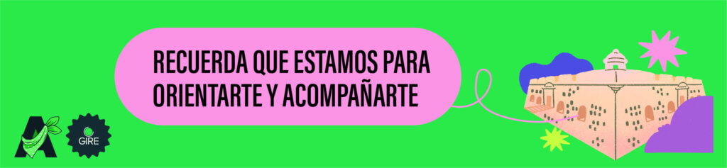 Sobre un fondo color verde está la ilustración del Monumento Adolfo López Mateos. Le acompaña el texto “Recuerda que estamos para orientarte y acompañarte”