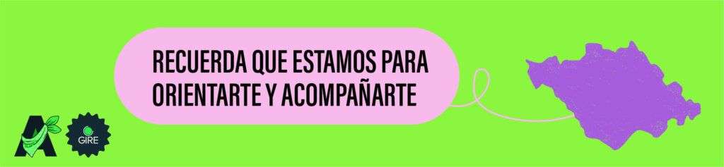 Sobre un fondo color verde está la ilustración de la silueta del Estado de Tlaxcala. Le acompaña el texto “Recuerda que estamos para orientarte y acompañarte”.