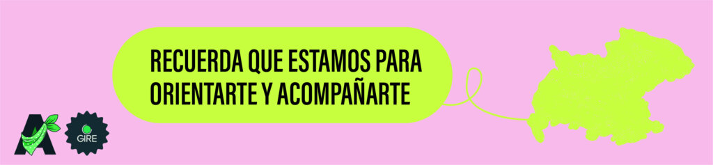 Sobre un fondo color rosa está la ilustración de la silueta del Estado de Michoacán. Le acompaña el texto “Recuerda que estamos para orientarte y acompañarte”.