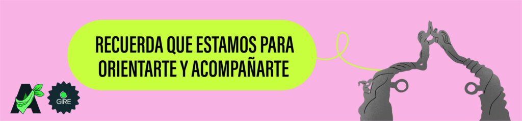 Sobre un fondo color rosa está la ilustración del Portal Maya. Le acompaña el texto “Recuerda que estamos para orientarte y acompañarte”.