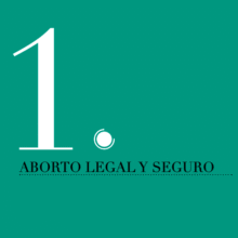 Es la portada del informe 'Aborto legal y seguro'. La portada es de color verde y tiene un número 1. El informe presenta y analiza el marco normativo de derechos reproductivos vigentes en México.