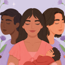 Portada del libro: "Paso a paso: decisiones emblemáticas sobre salud reproductiva". Está ilustrada con la imagen de tres personas, a dos de ellas se les ve embarazadas mientras que la tercera carga en sus brazos a un bebé.