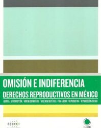 Portada del informe 'Omisión e indiferencia. Derechos reproductivos en México'.  Está ilustrada con rectángulos de color verde, café y amarillo.